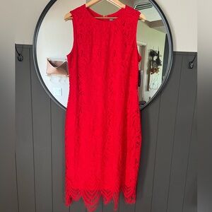 Red Lace Midi Dress Size 14